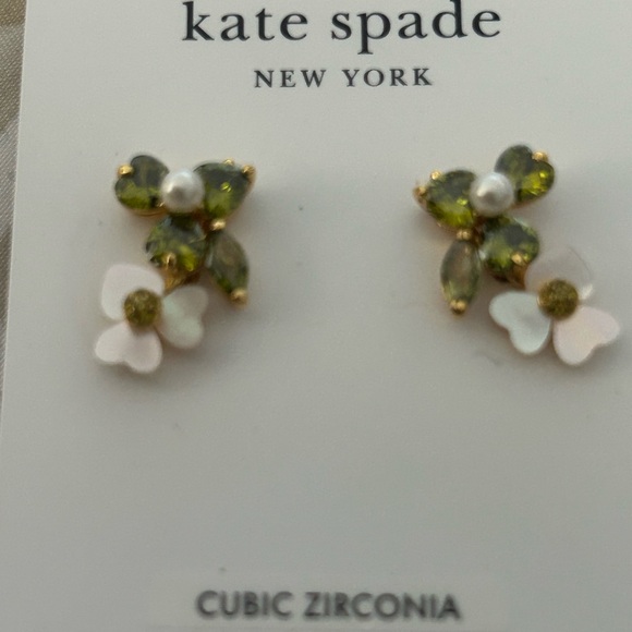Kate Spade Green and White Floral Earrings - Picture 2 of 3